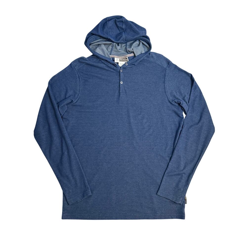 ExOfficio BugsAway Lumos Knit Pullover Hoodie Henley Hike Fish Blue Unisex XL